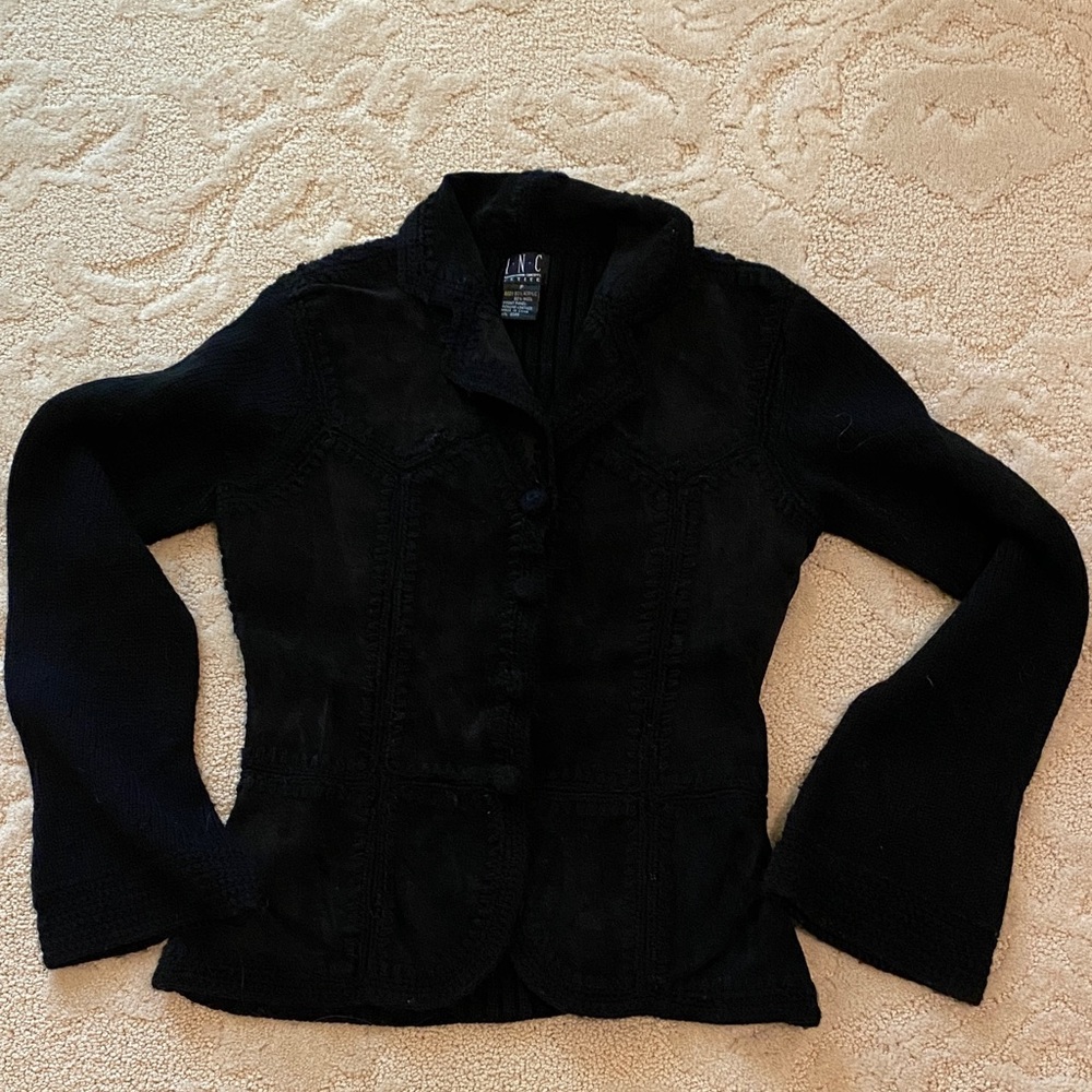 INC International Concepts Women's Elegant Black zip front sweater